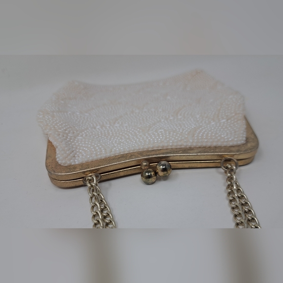 Vintage Beaded Purse Colorful White Gold 60s 70s Hand Bag Satchel Depression Era - Picture 4 of 11